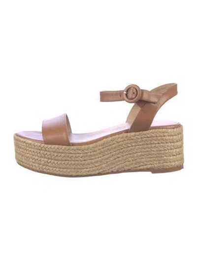 Pre-owned Stuart Weitzman Leather Colorblock Pattern Espadrilles In Brown