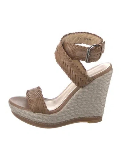 Pre-owned Stuart Weitzman Leather Colorblock Pattern Espadrilles In Neutral