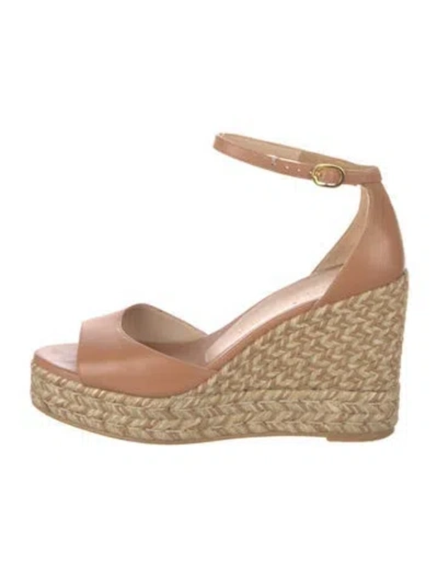 Pre-owned Stuart Weitzman Leather Colorblock Pattern Espadrilles In Neutral