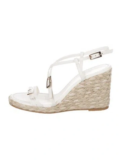 Pre-owned Stuart Weitzman Leather Colorblock Pattern Espadrilles In Neutral