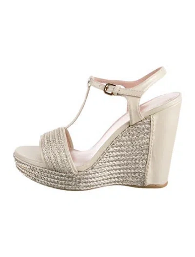 Pre-owned Stuart Weitzman Leather Colorblock Pattern Espadrilles In Neutral