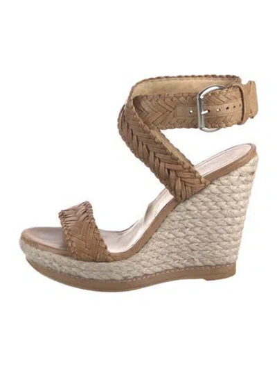 Pre-owned Stuart Weitzman Leather Colorblock Pattern Espadrilles In Neutrals