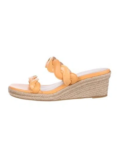 Pre-owned Stuart Weitzman Leather Colorblock Pattern Espadrilles In Orange