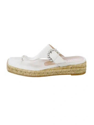Pre-owned Stuart Weitzman Leather Colorblock Pattern Espadrilles In White