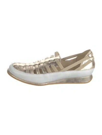 Pre-owned Stuart Weitzman Leather Colorblock Pattern Flats