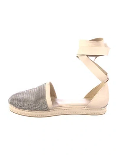 Pre-owned Stuart Weitzman Leather Colorblock Pattern Flats In Neutral