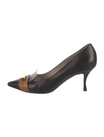 Pre-owned Stuart Weitzman Leather Colorblock Pattern Pumps In Black