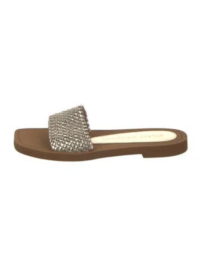 Pre-owned Stuart Weitzman Leather Colorblock Pattern Slides