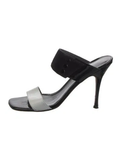 Pre-owned Stuart Weitzman Leather Colorblock Pattern Slides In Multi