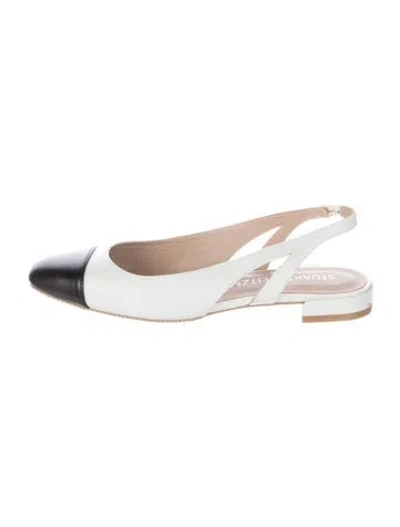 Pre-owned Stuart Weitzman Leather Colorblock Pattern Slingback Flats In White