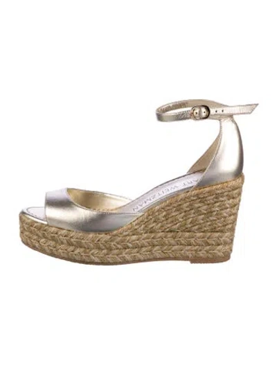 Pre-owned Stuart Weitzman Leather Colorblock Pattern Slingback Pumps In Gold