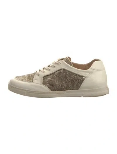 Pre-owned Stuart Weitzman Leather Colorblock Pattern Sneakers In Neutral