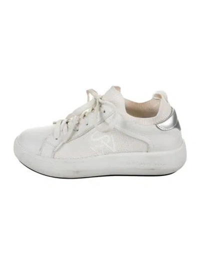 Pre-owned Stuart Weitzman Leather Colorblock Pattern Sneakers In Neutral