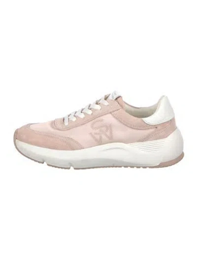 Pre-owned Stuart Weitzman Leather Colorblock Pattern Sneakers In Pink