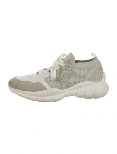 Pre-owned Stuart Weitzman Leather Colorblock Pattern Sneakers In White