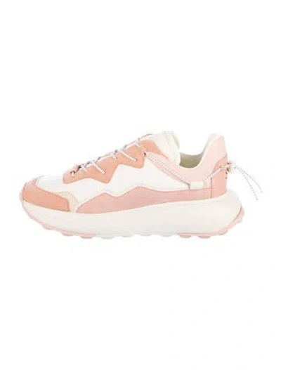 Pre-owned Stuart Weitzman Leather Colorblock Pattern Sneakers In White