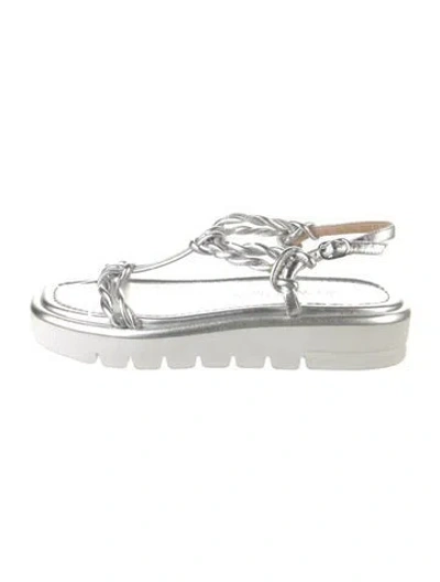Pre-owned Stuart Weitzman Leather Colorblock Pattern T-strap Sandals In Multi