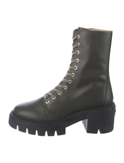 Pre-owned Stuart Weitzman Leather Combat Boots In Black