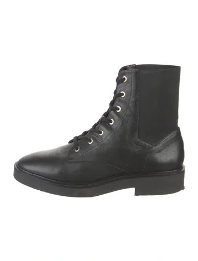 Pre-owned Stuart Weitzman Leather Combat Boots In Black