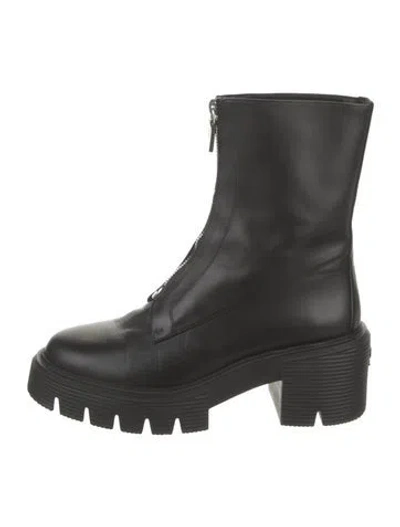 Pre-owned Stuart Weitzman Leather Combat Boots In Black