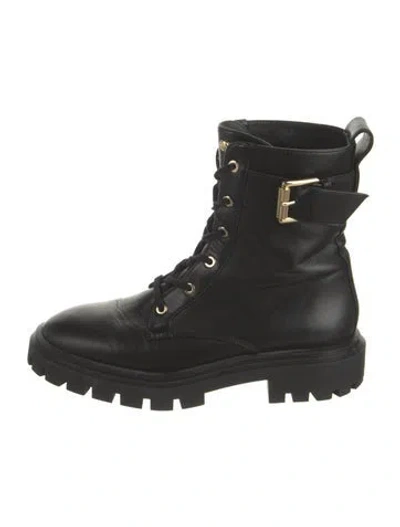 Pre-owned Stuart Weitzman Leather Combat Boots In Black