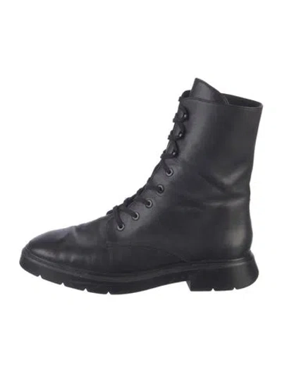 Pre-owned Stuart Weitzman Leather Combat Boots In Black