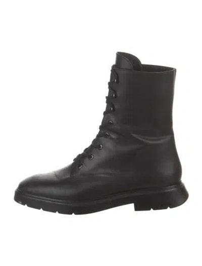 Pre-owned Stuart Weitzman Leather Combat Boots In Black