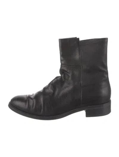 Pre-owned Stuart Weitzman Leather Combat Boots In Black