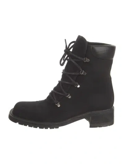 Pre-owned Stuart Weitzman Leather Combat Boots In Black