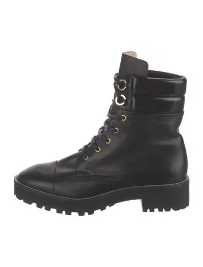 Pre-owned Stuart Weitzman Leather Combat Boots In Black