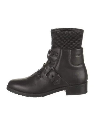 Pre-owned Stuart Weitzman Leather Combat Boots In Black