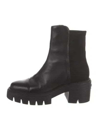 Pre-owned Stuart Weitzman Leather Combat Boots In Black