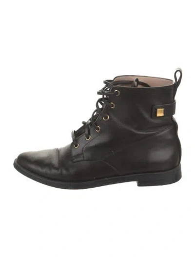 Pre-owned Stuart Weitzman Leather Combat Boots In Black