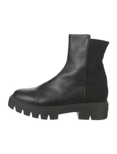 Pre-owned Stuart Weitzman Leather Combat Boots In Black