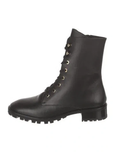 Pre-owned Stuart Weitzman Leather Combat Boots In Black