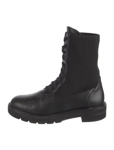 Pre-owned Stuart Weitzman Leather Combat Boots In Black