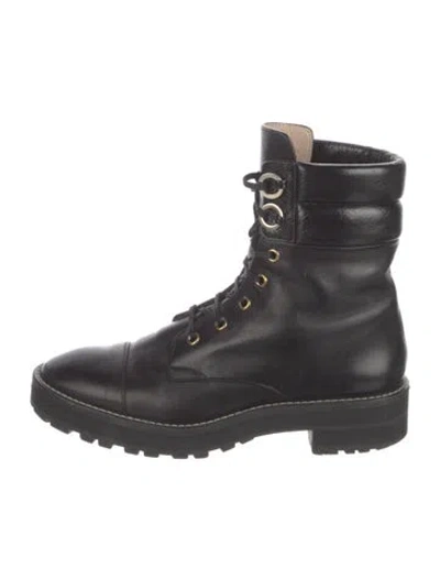 Pre-owned Stuart Weitzman Leather Combat Boots In Black