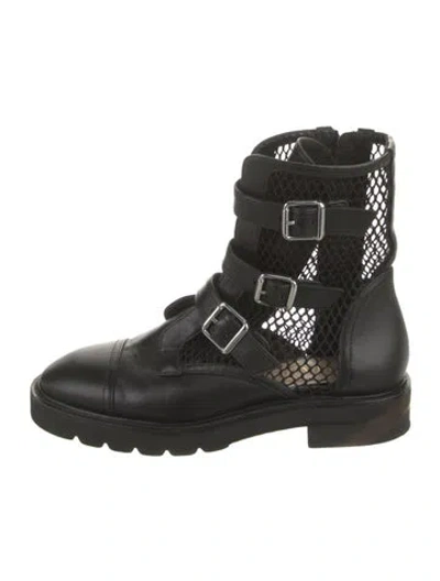 Pre-owned Stuart Weitzman Leather Combat Boots In Black