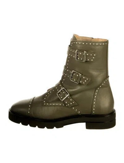 Pre-owned Stuart Weitzman Leather Combat Boots In Black