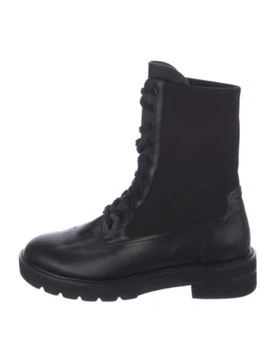 Pre-owned Stuart Weitzman Leather Combat Boots In Black