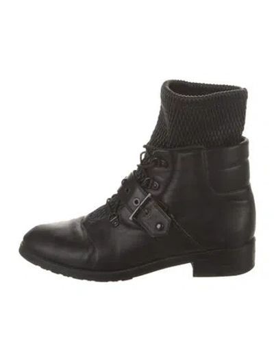Pre-owned Stuart Weitzman Leather Combat Boots In Black