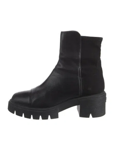 Pre-owned Stuart Weitzman Leather Combat Boots In Black