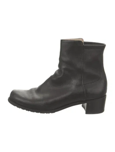 Pre-owned Stuart Weitzman Leather Combat Boots In Black