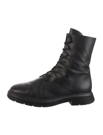 Pre-owned Stuart Weitzman Leather Combat Boots In Black