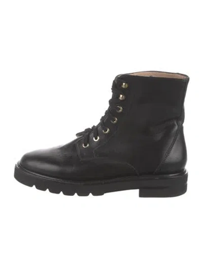 Pre-owned Stuart Weitzman Leather Combat Boots In Black