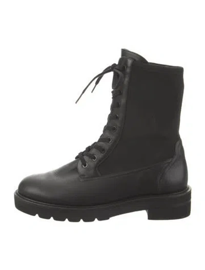 Pre-owned Stuart Weitzman Leather Combat Boots In Black