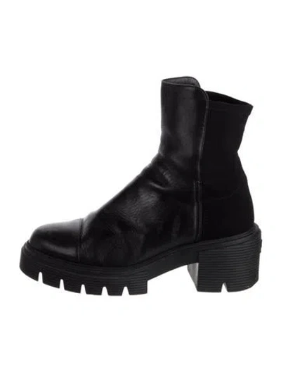Pre-owned Stuart Weitzman Leather Combat Boots In Black