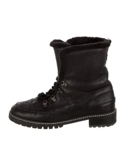 Pre-owned Stuart Weitzman Leather Combat Boots In Black