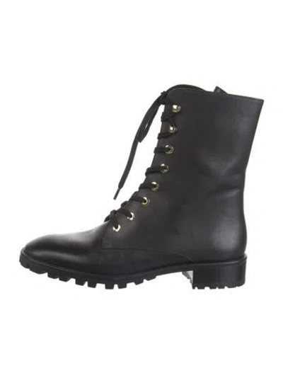 Pre-owned Stuart Weitzman Leather Combat Boots In Black