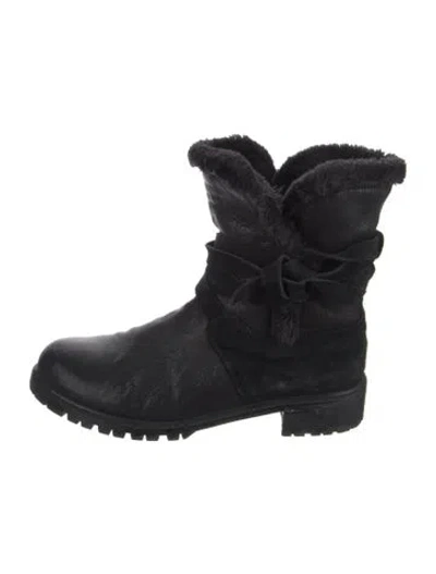 Pre-owned Stuart Weitzman Leather Combat Boots In Black